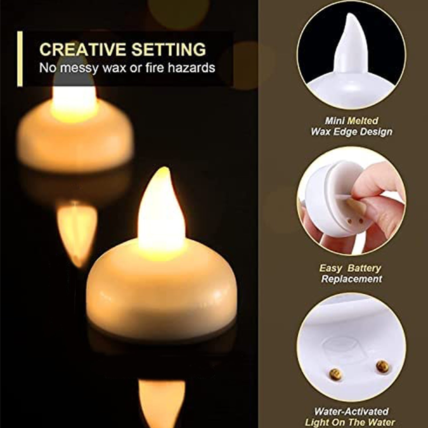 6439 Set of 12 Flameless Floating Candles Battery Operated Tea Lights Tealight Candle - Decorative, Wedding. DeoDap 6439 Set of 12 Flameless Floating Candles Battery Operated Tea Lights Tealight Candle - Decorative, Wedding. DeoDap
